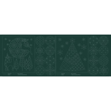 Christmas Sashiko Panel - Forrest Green